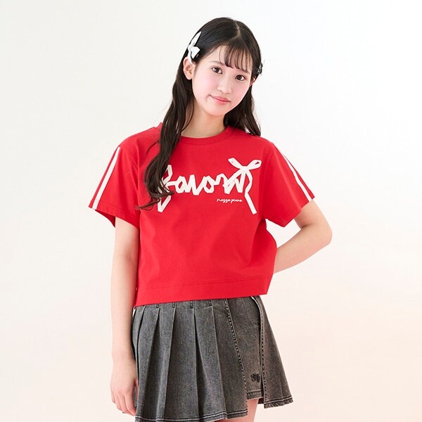 【ニコ☆プチ・Cuugal掲載】【接触冷感】リボンロゴTシャツ