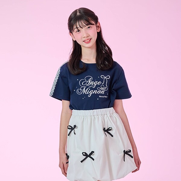 【接触冷感】袖レースラインTシャツ