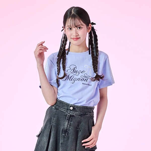 【接触冷感】袖レースラインTシャツ