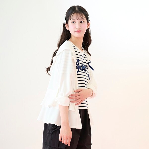 【接触冷感・UVカット・耐塩素】フリルラッシュガード