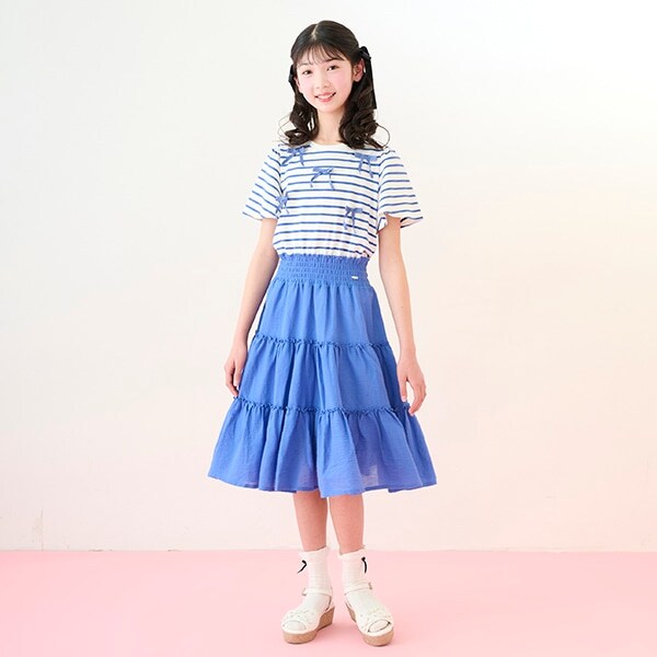 リボン＆ティアードドッキングワンピース