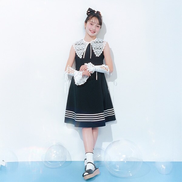 【ニコ☆プチ掲載】レース衿つきマリンワンピース