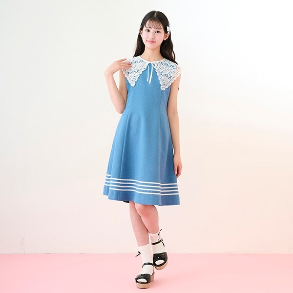 【ニコ☆プチ掲載】レース衿つきマリンワンピース