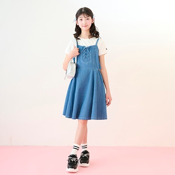 【接触冷感】サイドスリットレースアップジャンスカセット