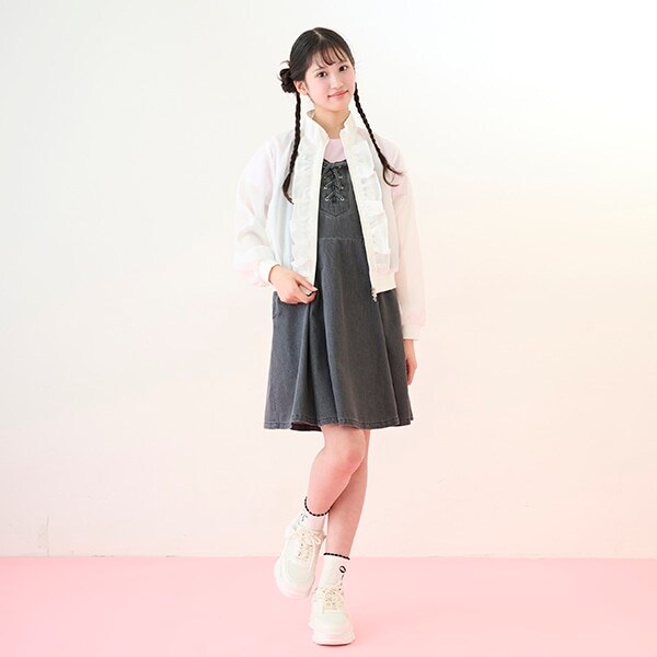 【接触冷感】サイドスリットレースアップジャンスカセット