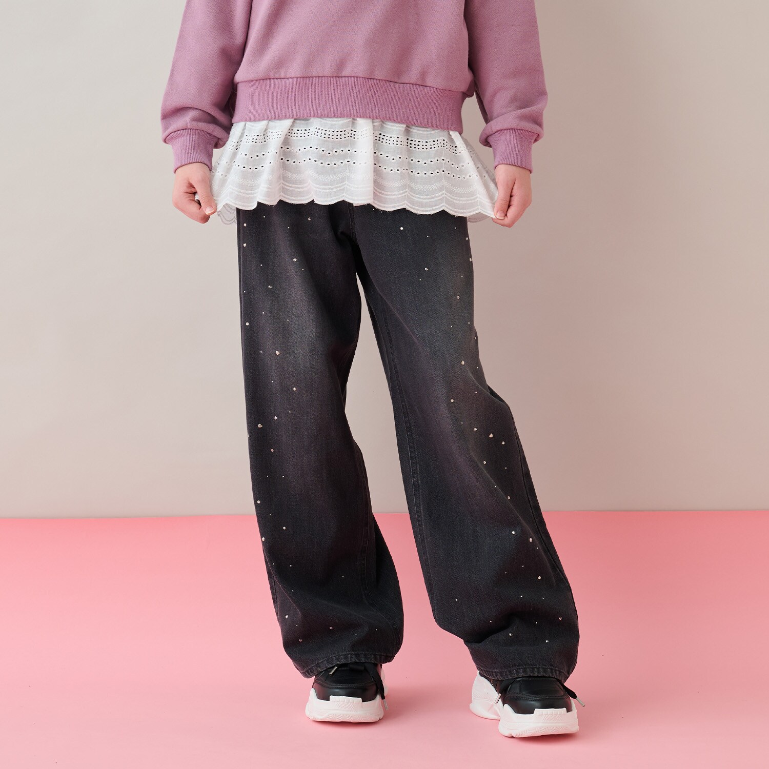 ウエスト細見えアソートデザインデニムパンツ