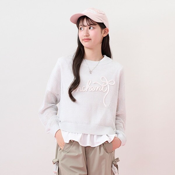 【接触冷感】ラメメッシュニット＆ペプラムTシャツセット