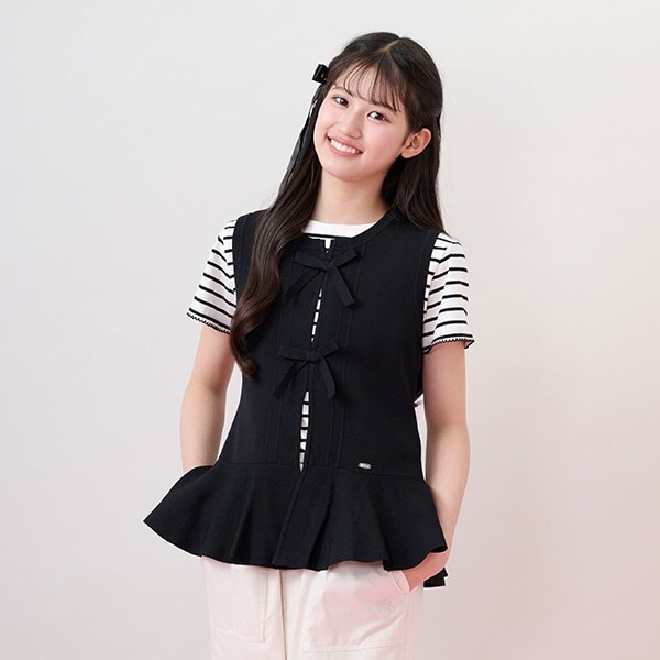 薄手ニットベスト＆Tシャツセット