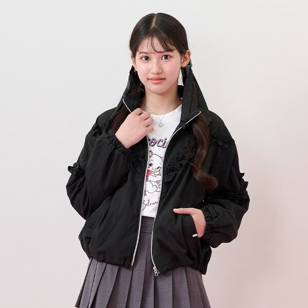スタンドカラーフリルブルゾン