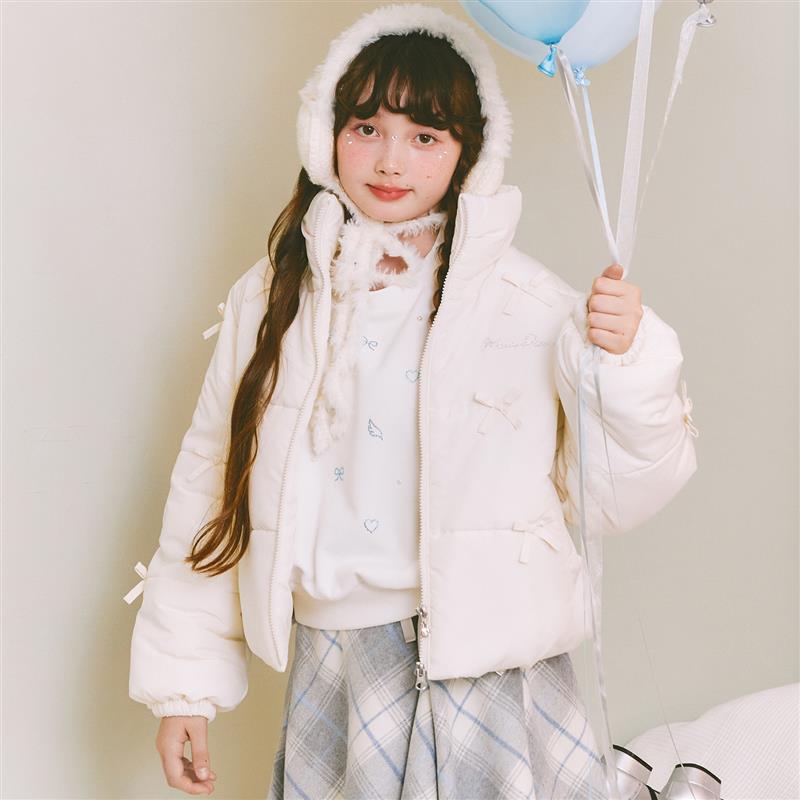 【撥水・蓄熱】ミニリボンパフショートブルゾン