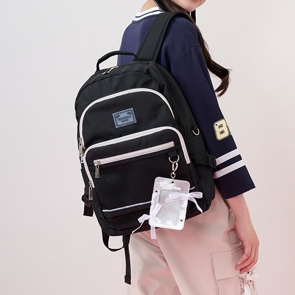 【撥水】レースアップリボンカードホルダーつきリュック
