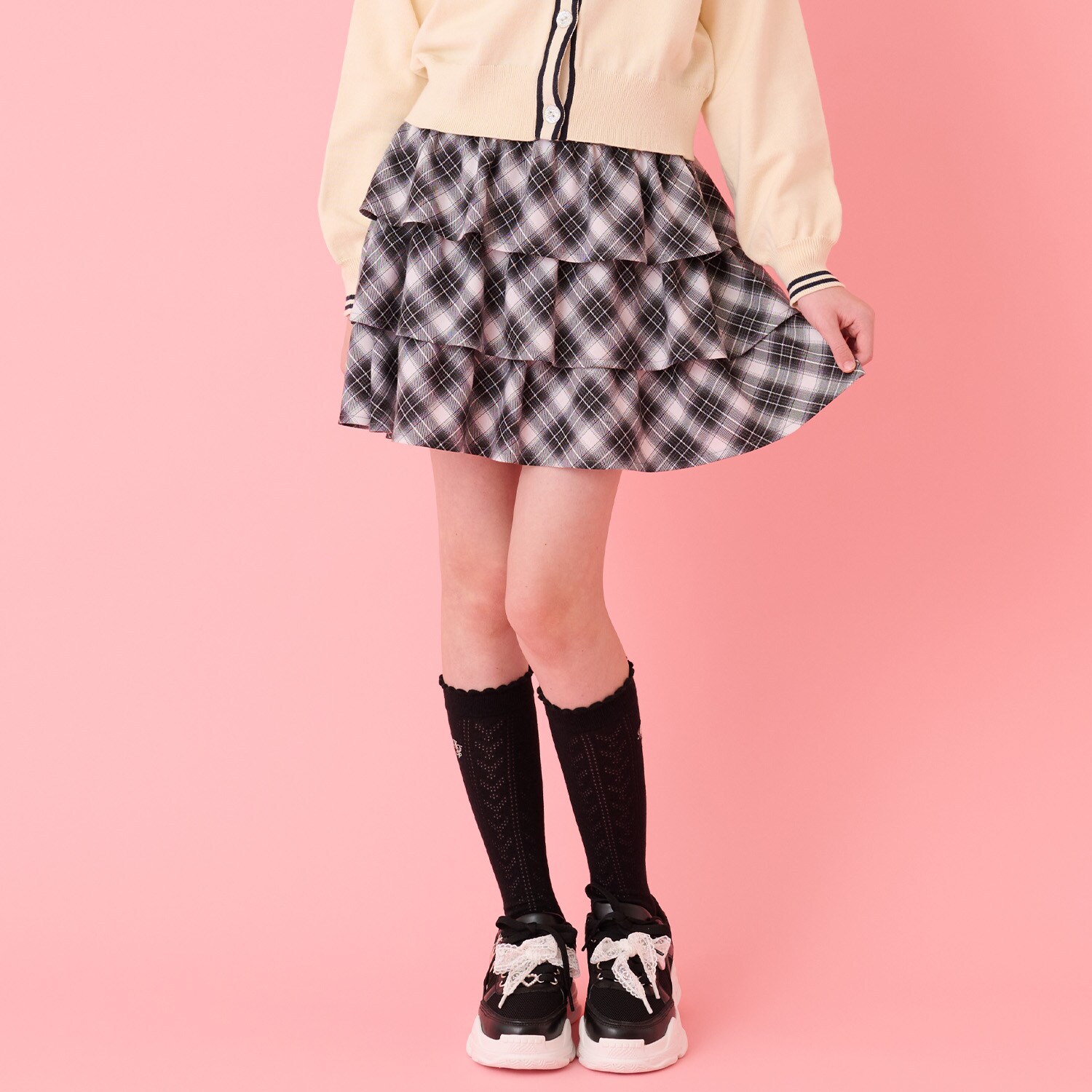 ハートバックルつきティアードスカパン