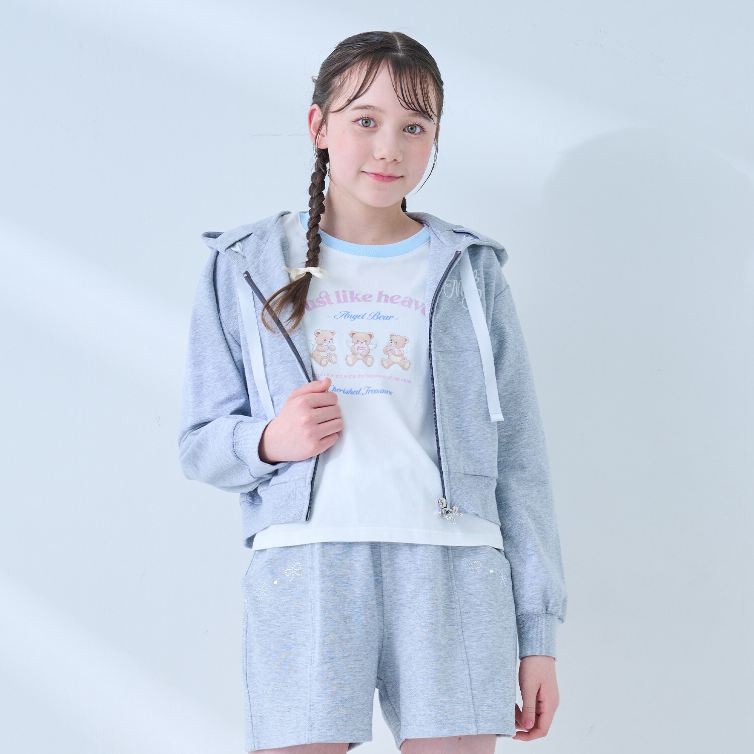 【抗菌防臭】フードきらきらジップパーカ