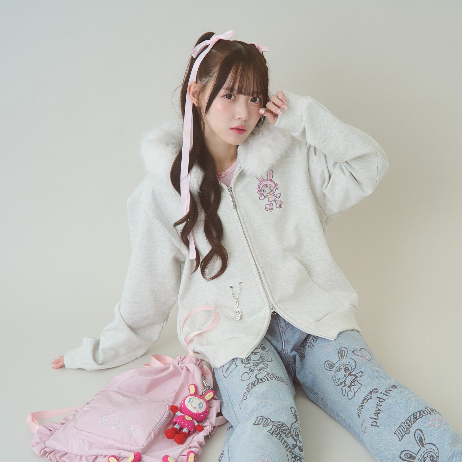 【WEB限定】復刻♪ひょう柄ベリエちゃんフェイクファーフーディジップパーカ