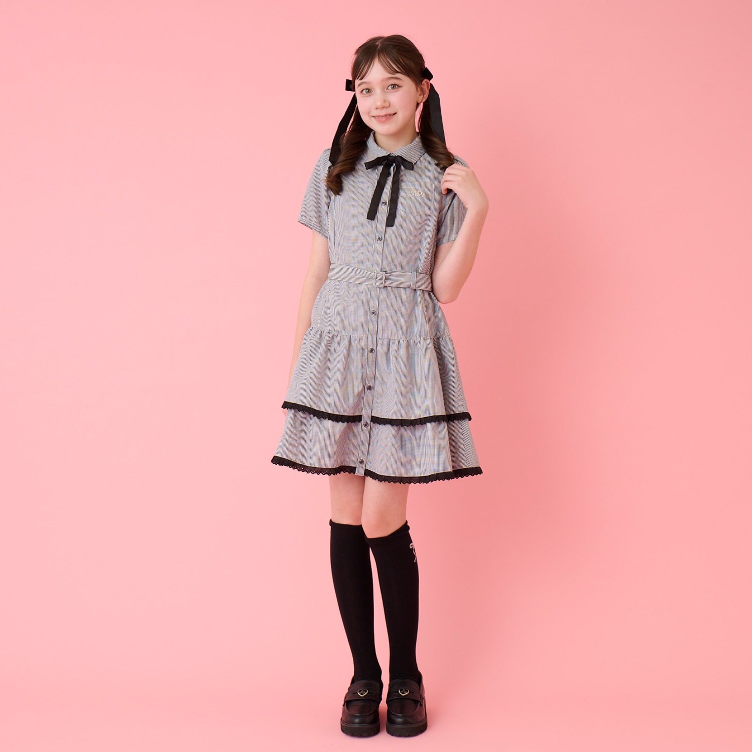 ティアードシャツミニワンピース