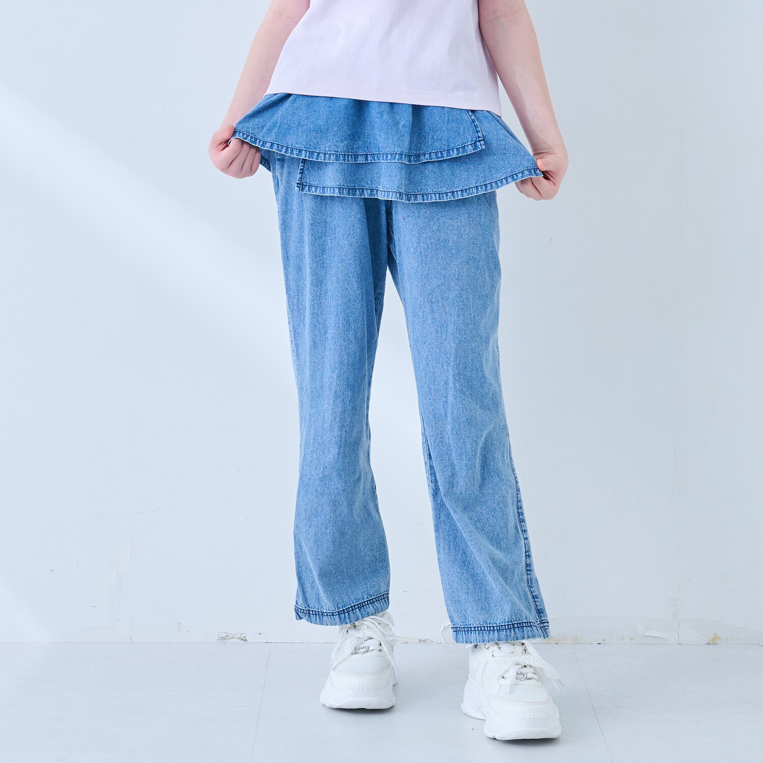 【接触冷感】ペプラムつきイージーパンツ