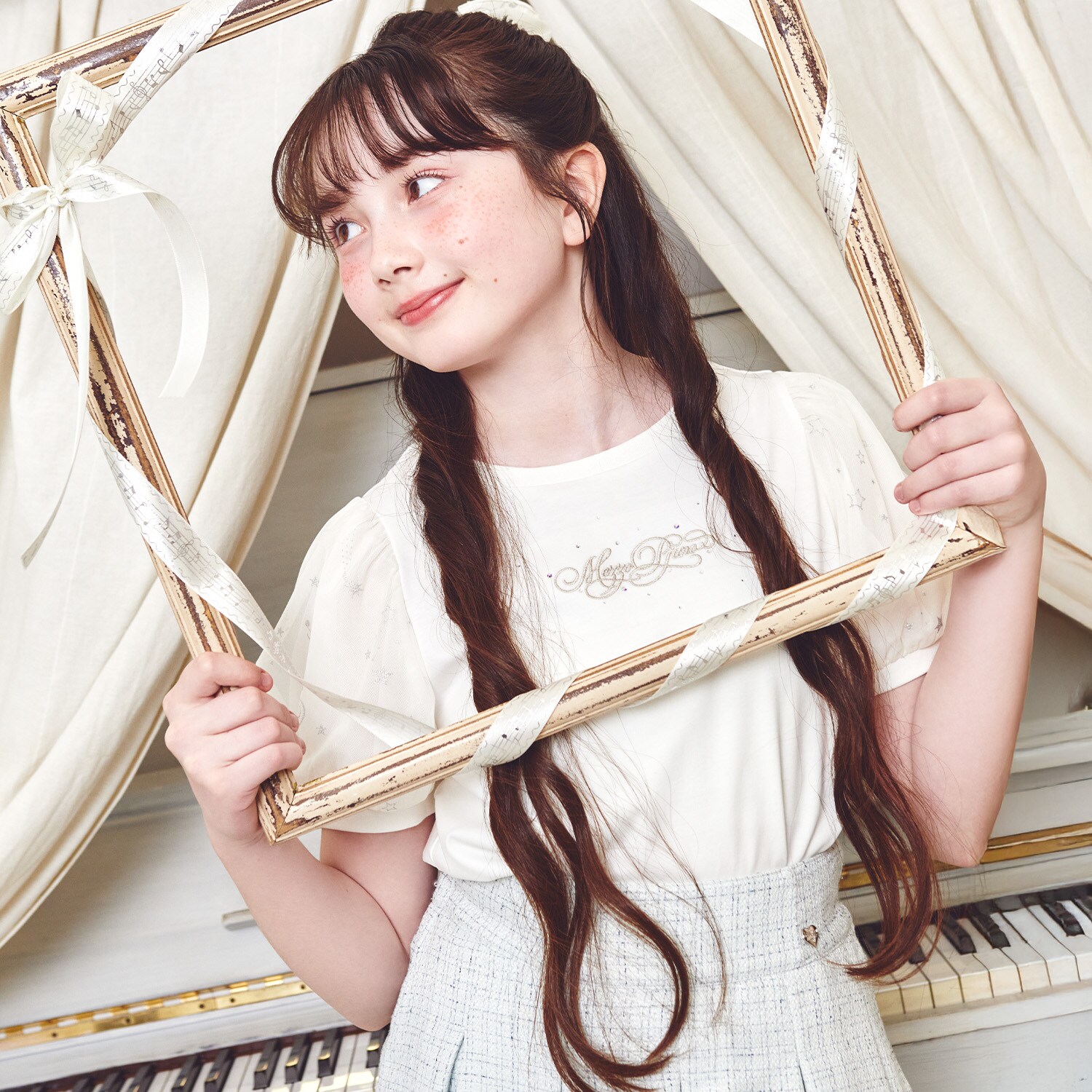 【接触冷感】袖パフチュールTシャツ♪