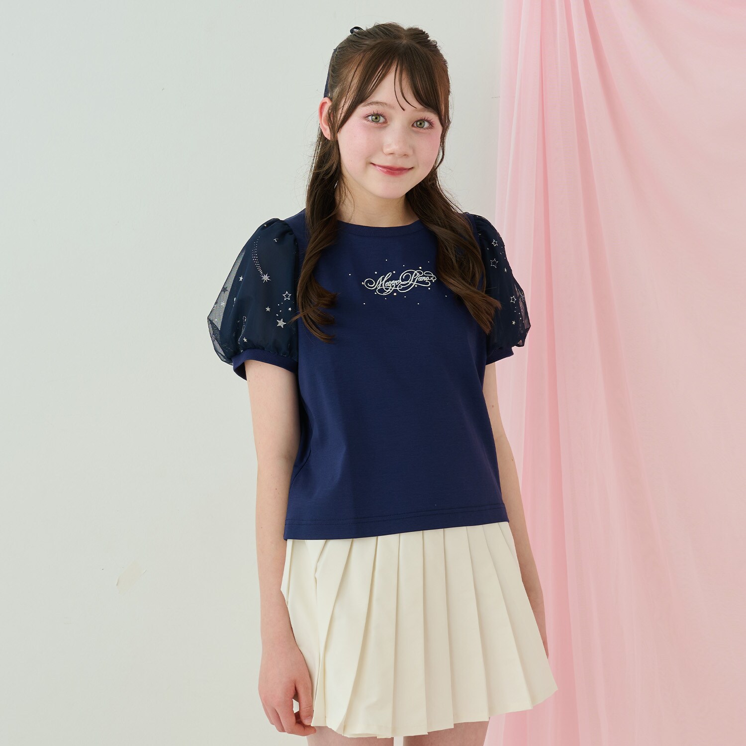 【接触冷感】袖パフチュールTシャツ♪