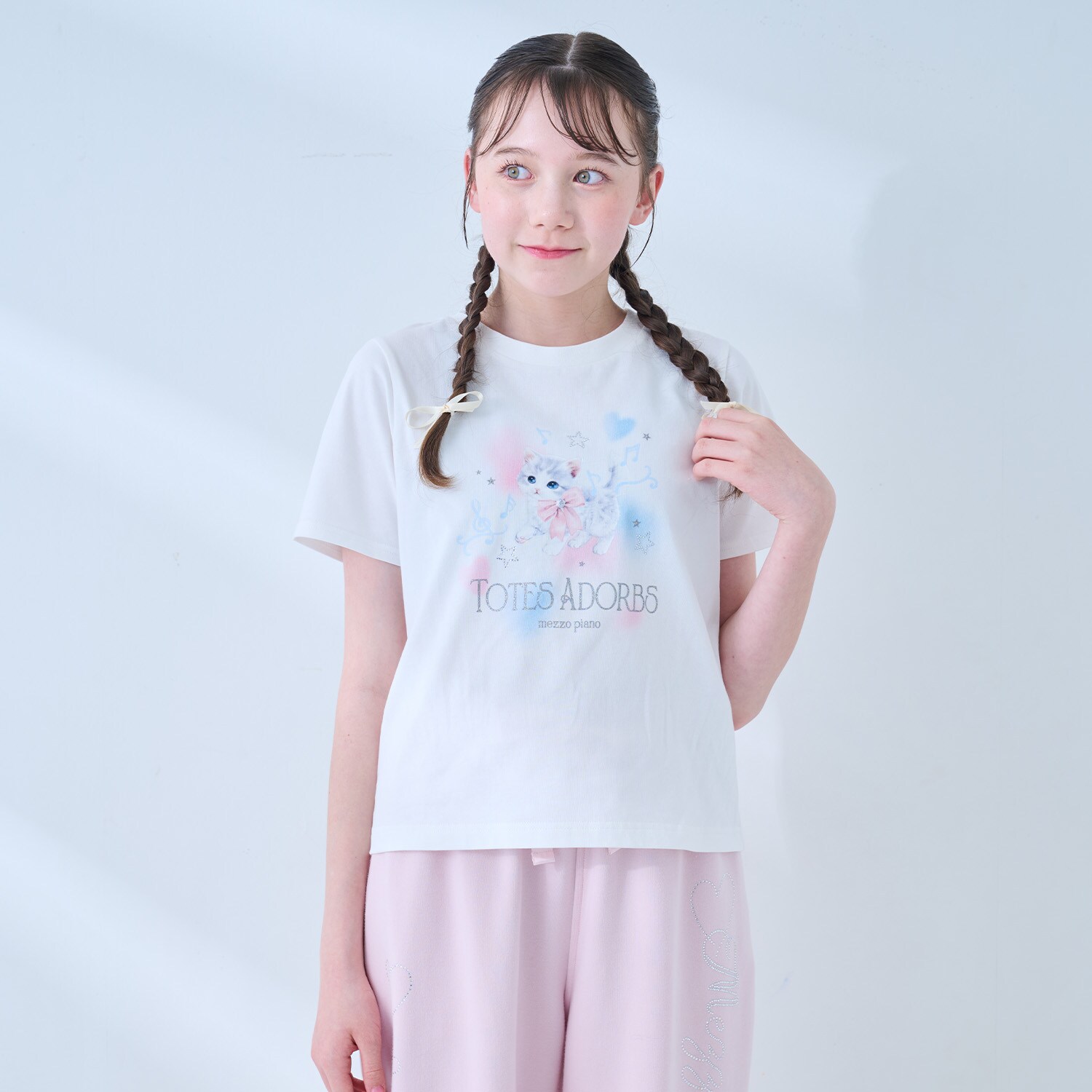 【接触冷感】ふわふわねこちゃんTシャツ