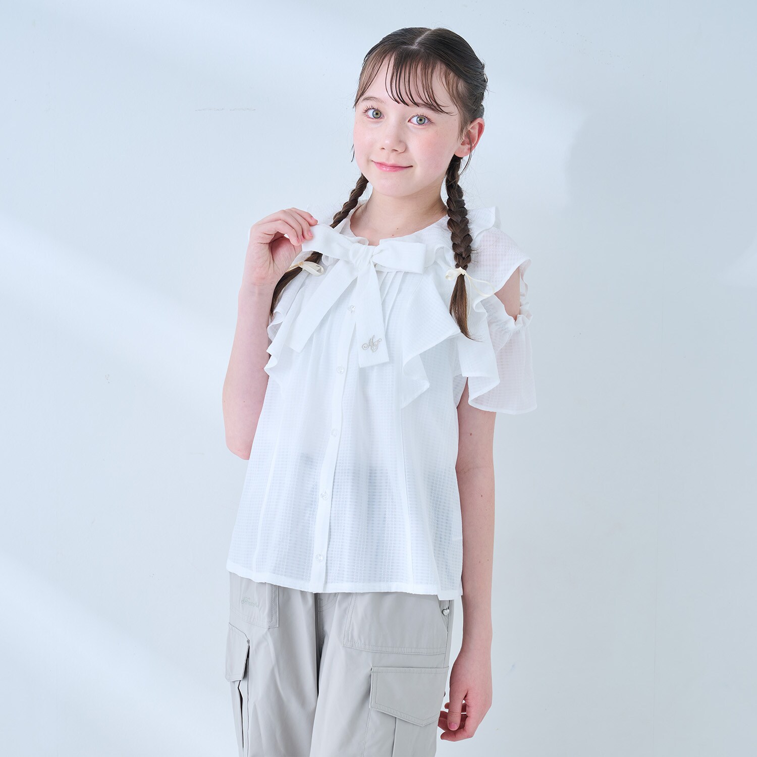 2WAYフリルブラウス＆キャミソールセット