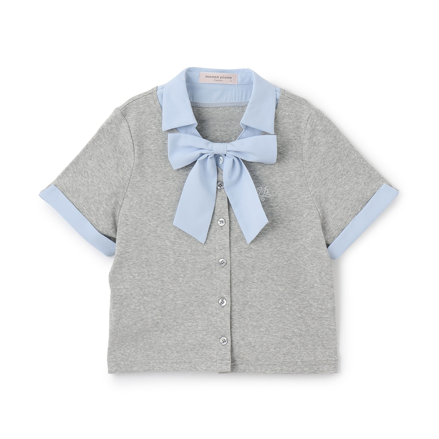 【接触冷感】ボウタイつきドッキングレイヤードTシャツ
