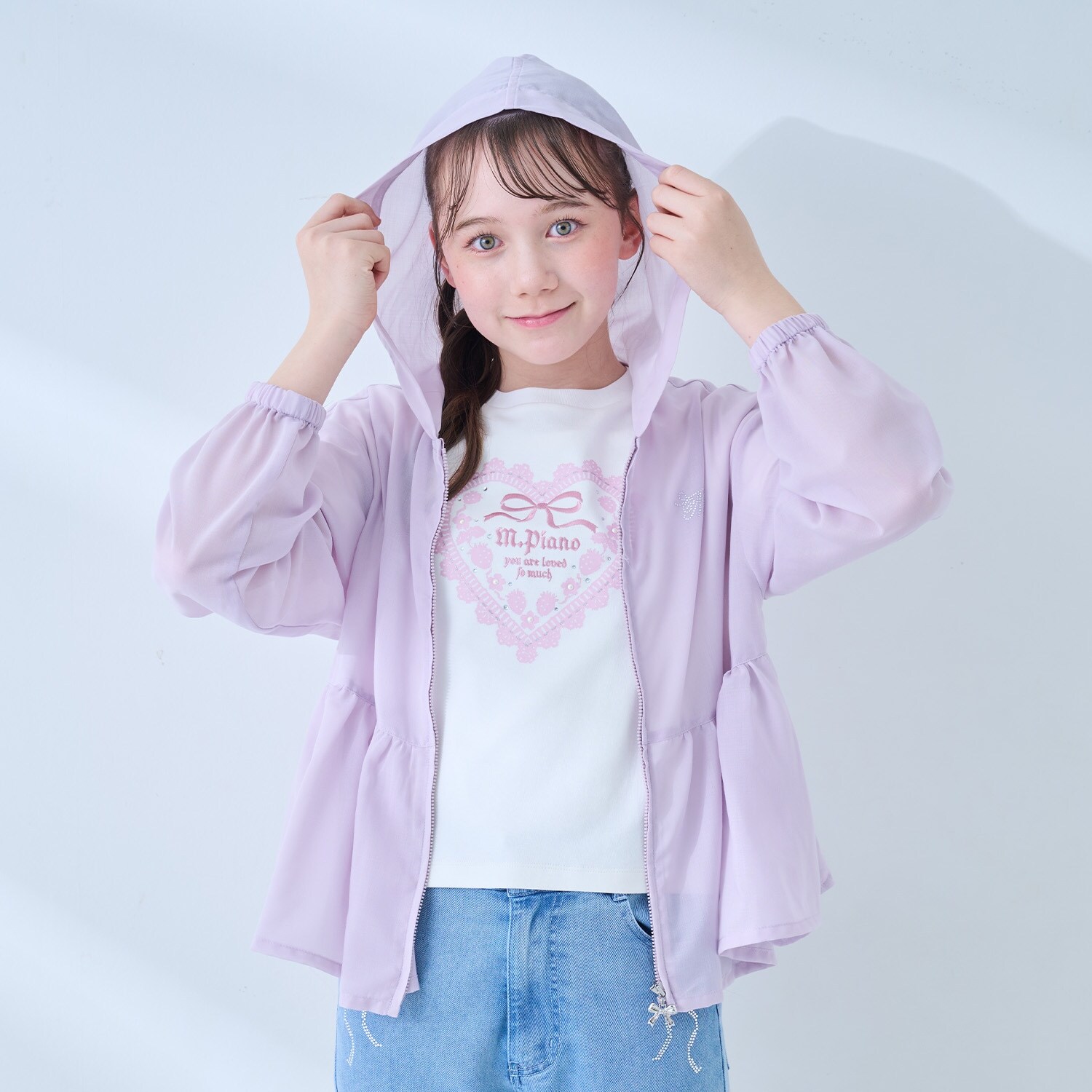 【接触冷感・UVカット】ペプラムシアーパーカ