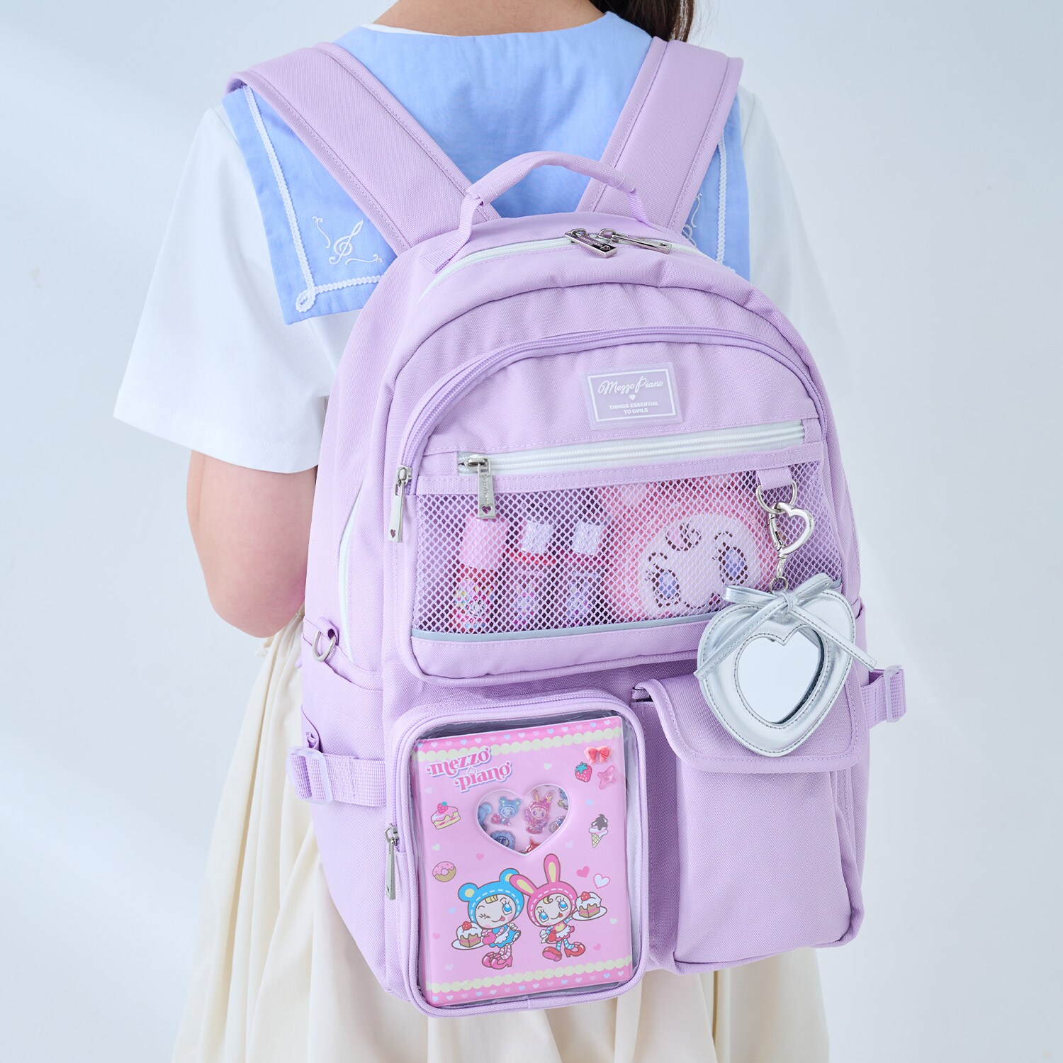 【撥水】チャームつきクリアポケットリュック　20L