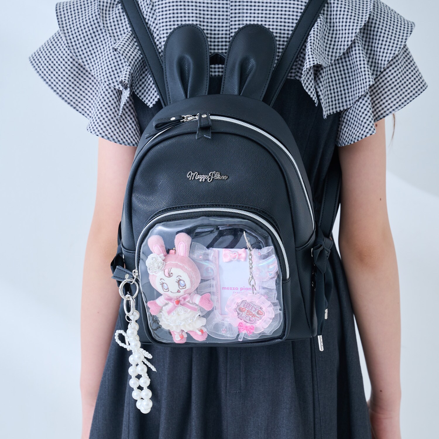 うさ耳レースアップ合皮リュック