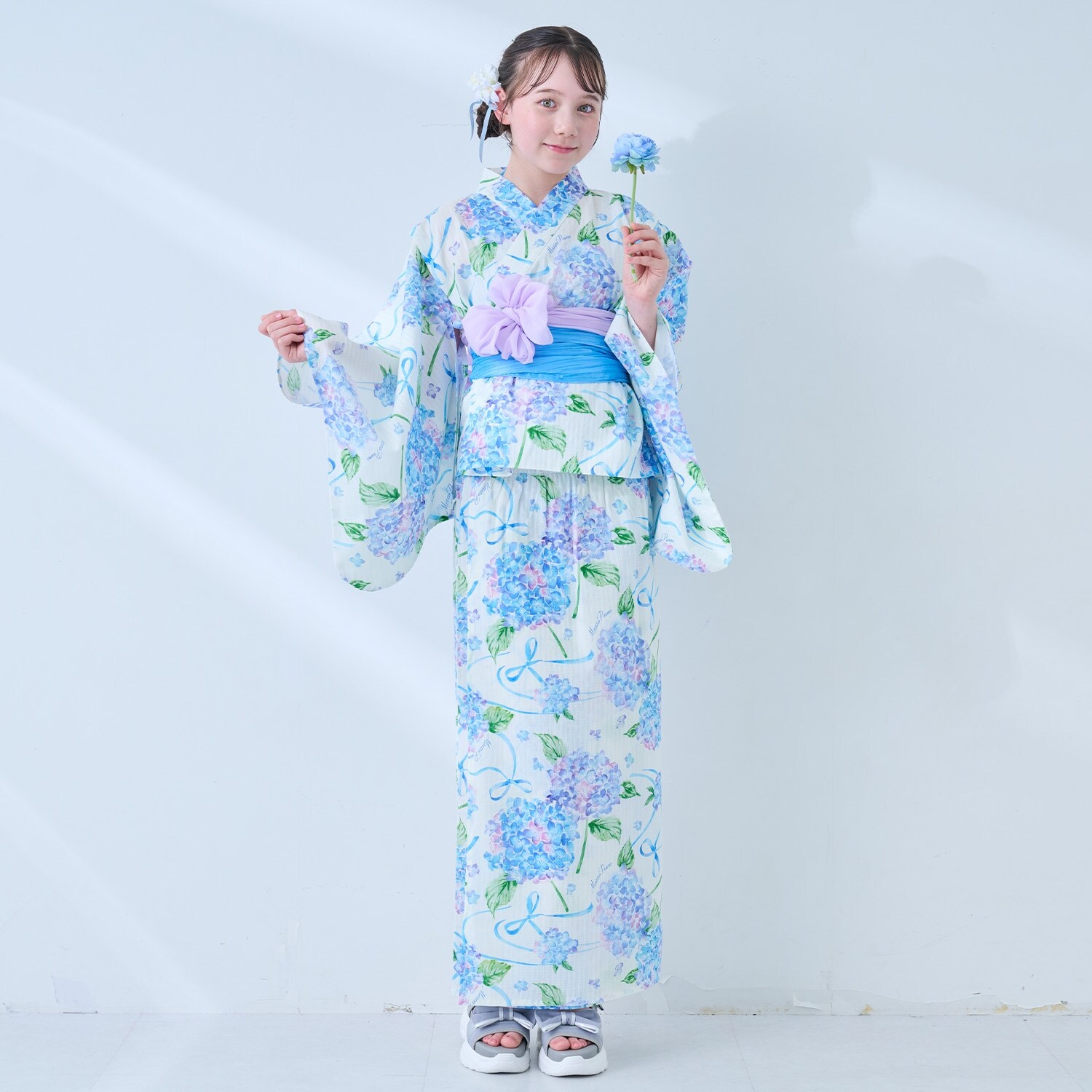 【接触冷感】あじさい柄2WAY浴衣