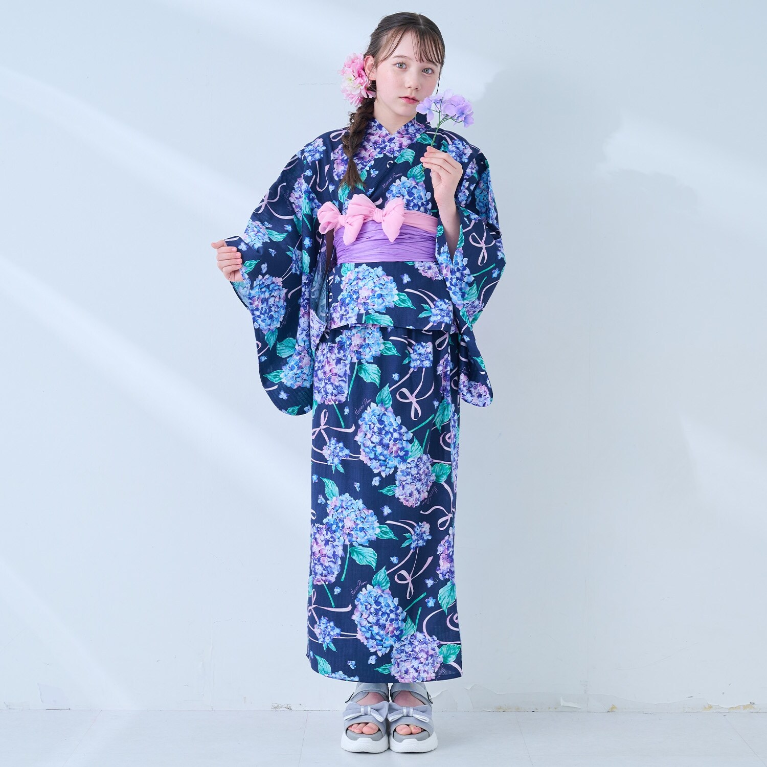 【接触冷感】あじさい柄2WAY浴衣