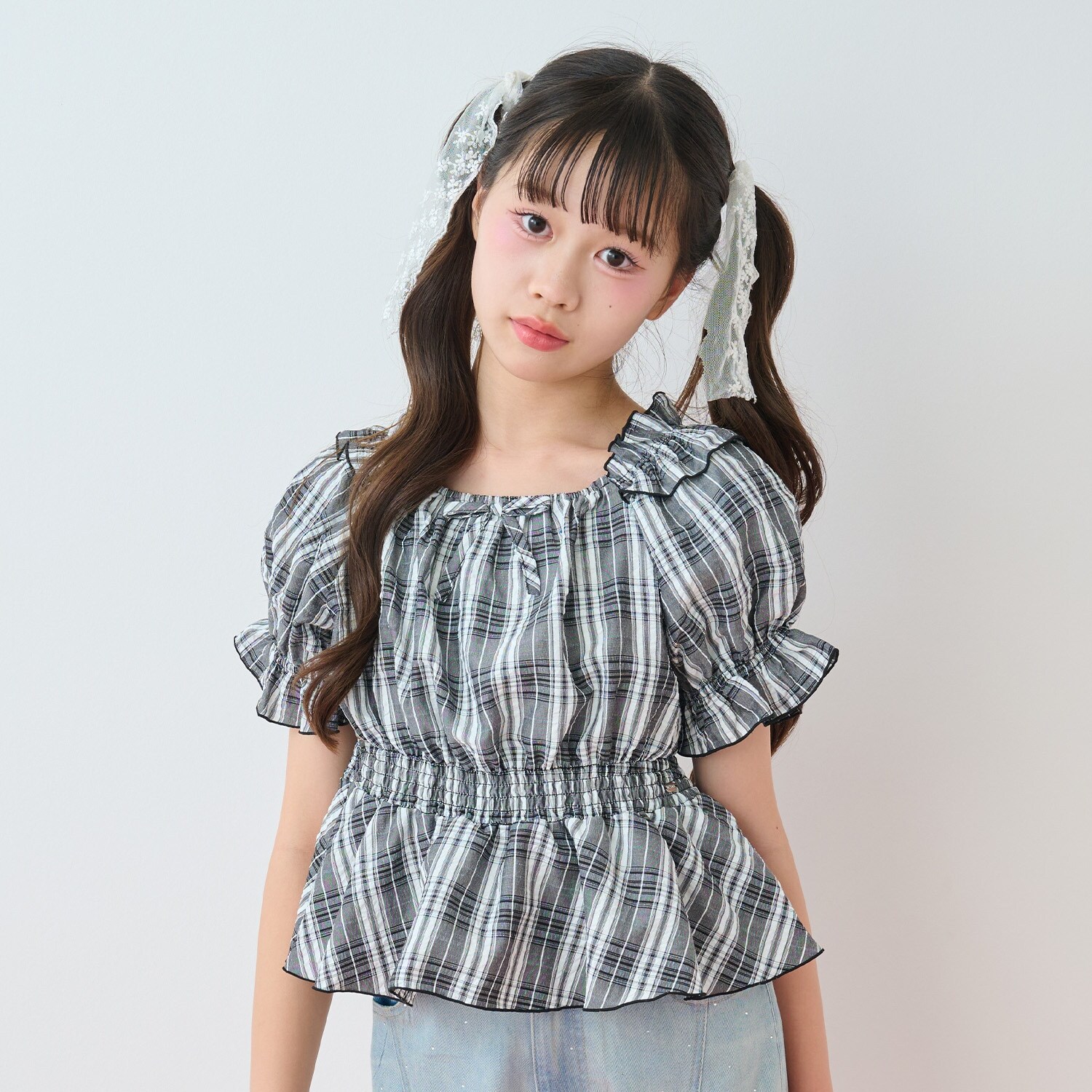 シャーリングフリルブラウス×【接触冷感】キャミソールセット