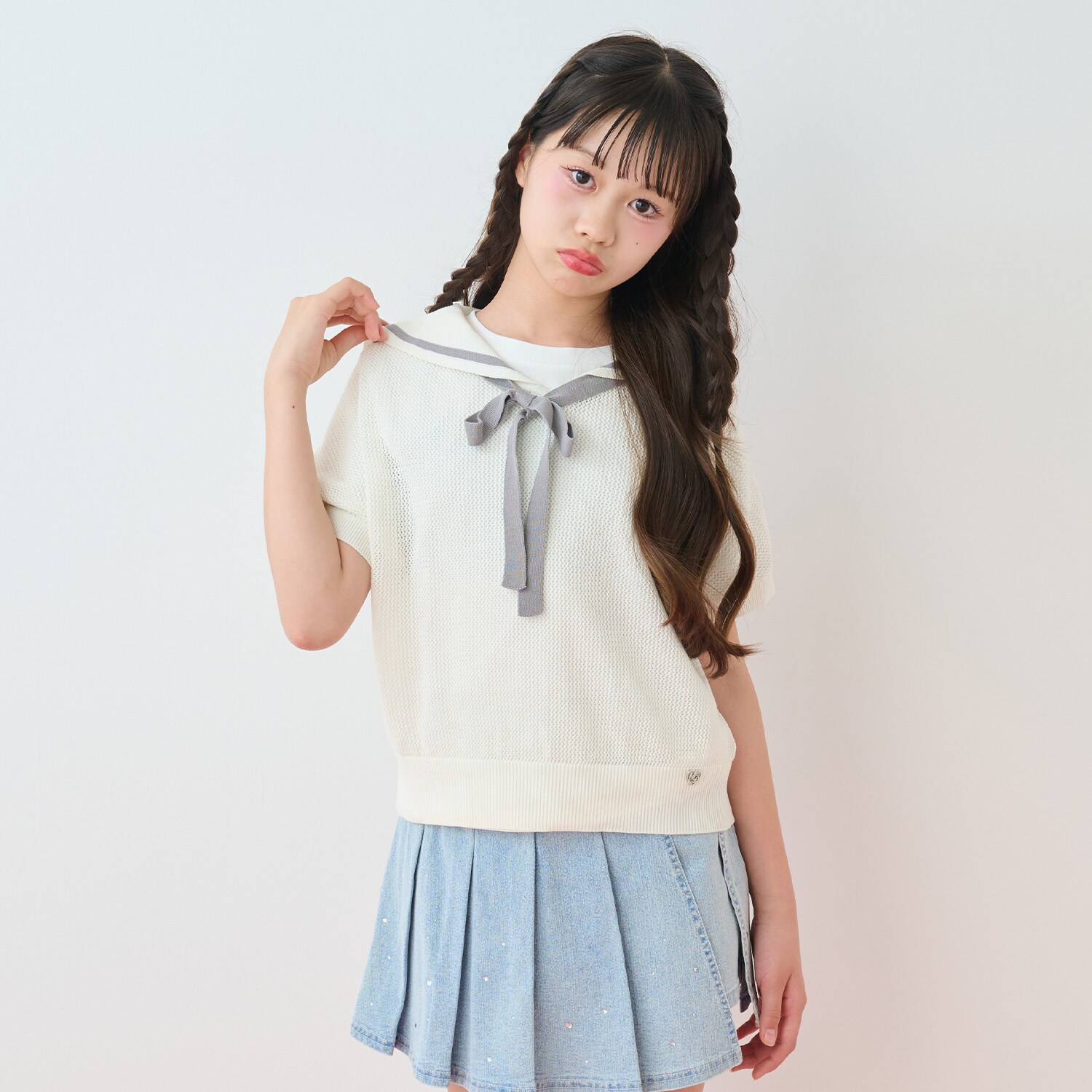 メッシュセーラーニット×Tシャツセット
