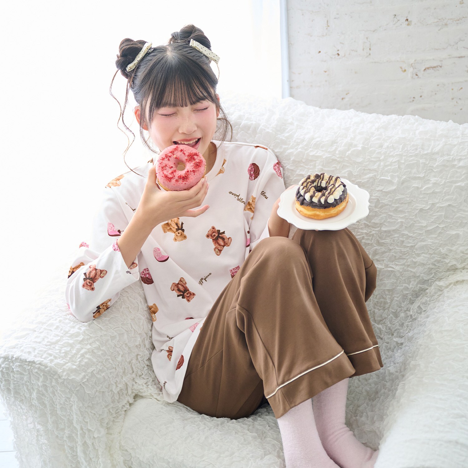 【シアバター加工】sweets bear柄 room wear set
