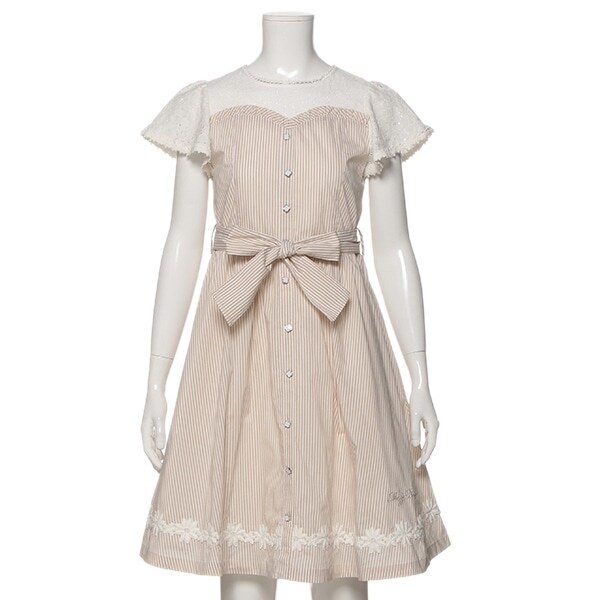 ストライプレースドッキングワンピース