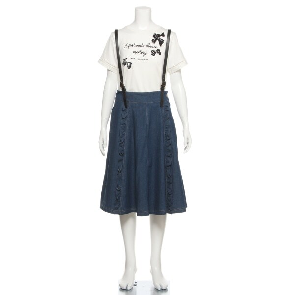 サスペンダーつきフレアミディスカート