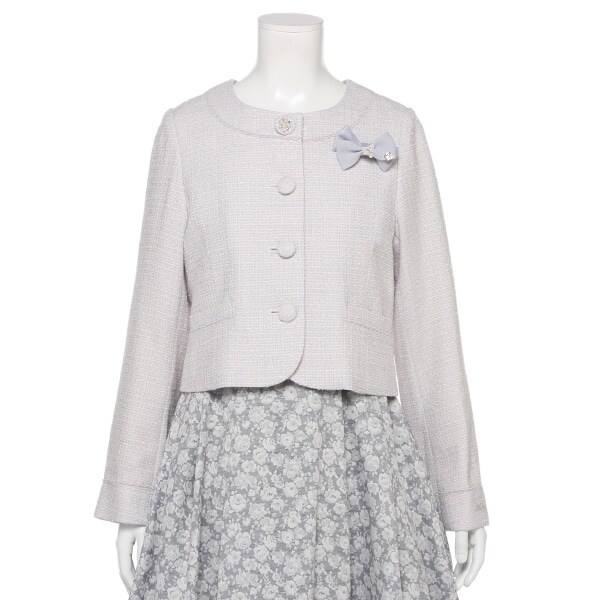 ノーカラーツイードジャケット