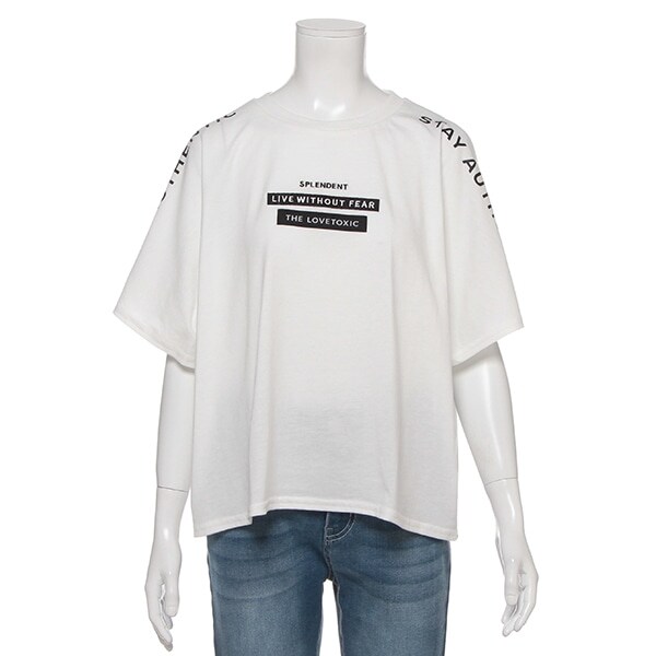 肩開きロゴワイドTシャツ