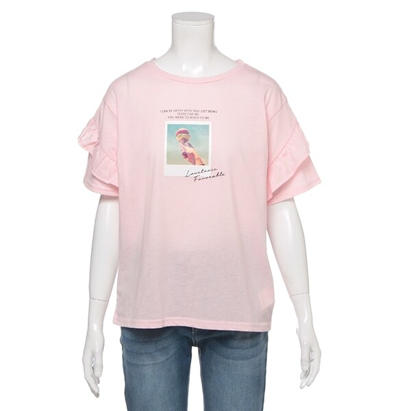 アイスプリント袖フリルTシャツ