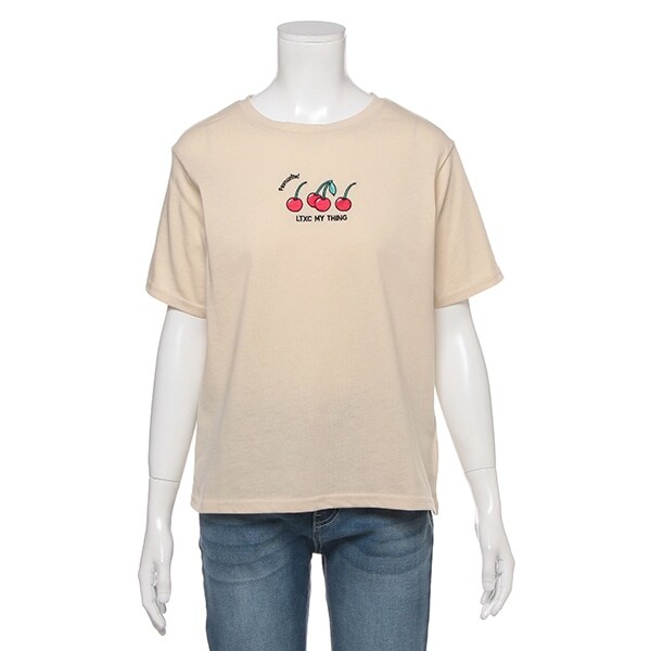 吸水速乾 3連モチーフ刺しゅうTシャツ