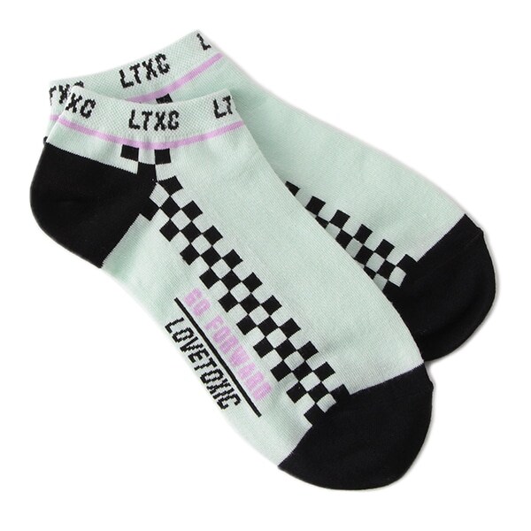 チェッカー柄ロゴスニーカーインソックス