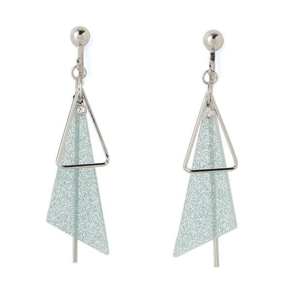 三角形モチーフビジューつきイヤリング