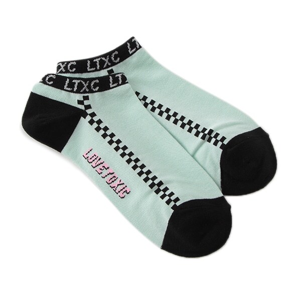 サイドチェッカー柄ロゴスニーカーインソックス