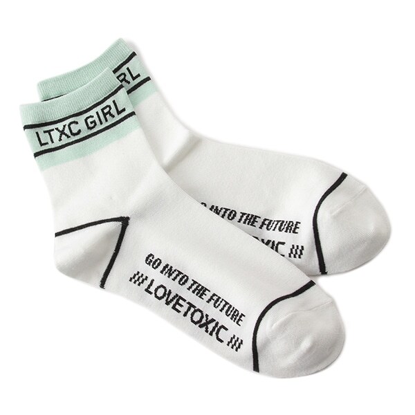 リブバイカラーロゴクルーソックス