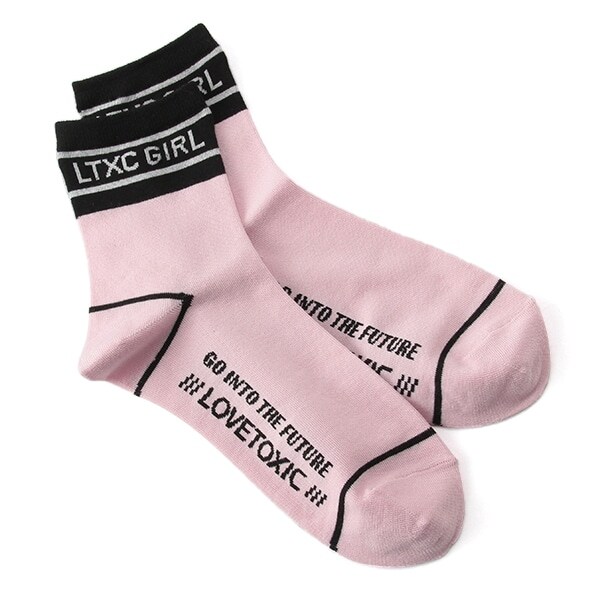 リブバイカラーロゴクルーソックス