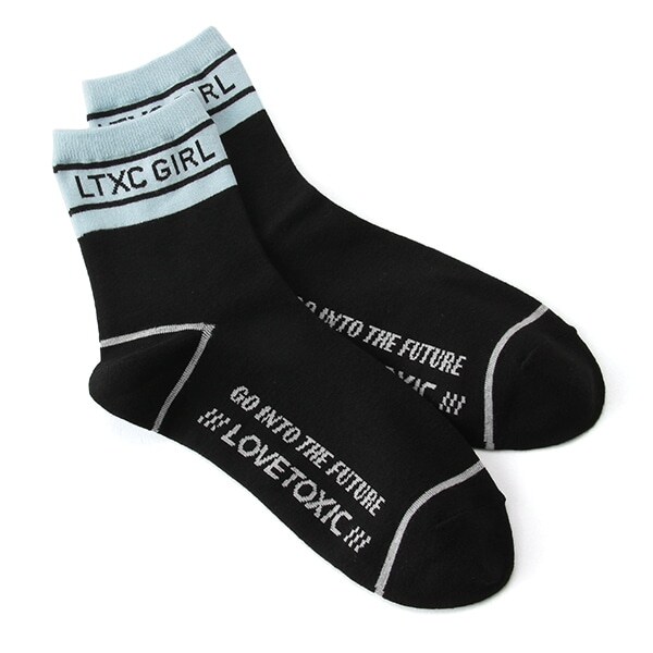 リブバイカラーロゴクルーソックス