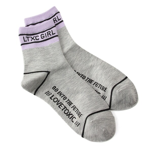 リブバイカラーロゴクルーソックス