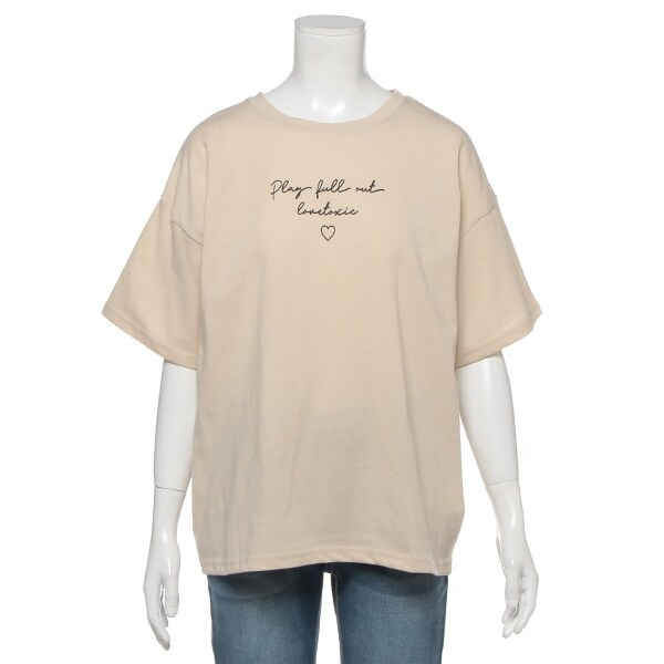 吸水速乾 ガーリーロゴ刺しゅうプリントTシャツ