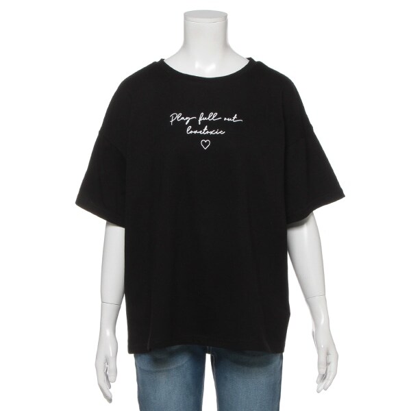 吸水速乾 ガーリーロゴ刺しゅうプリントTシャツ