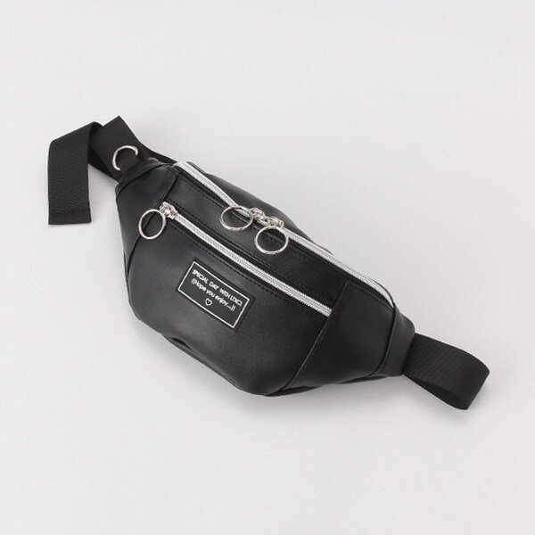 ワンポイント合皮ウエストバッグ