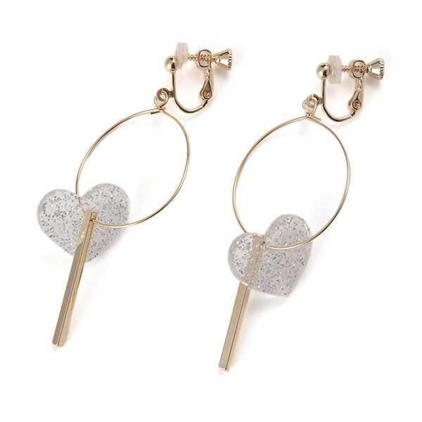 プラハート×スティックつきフープイヤリング